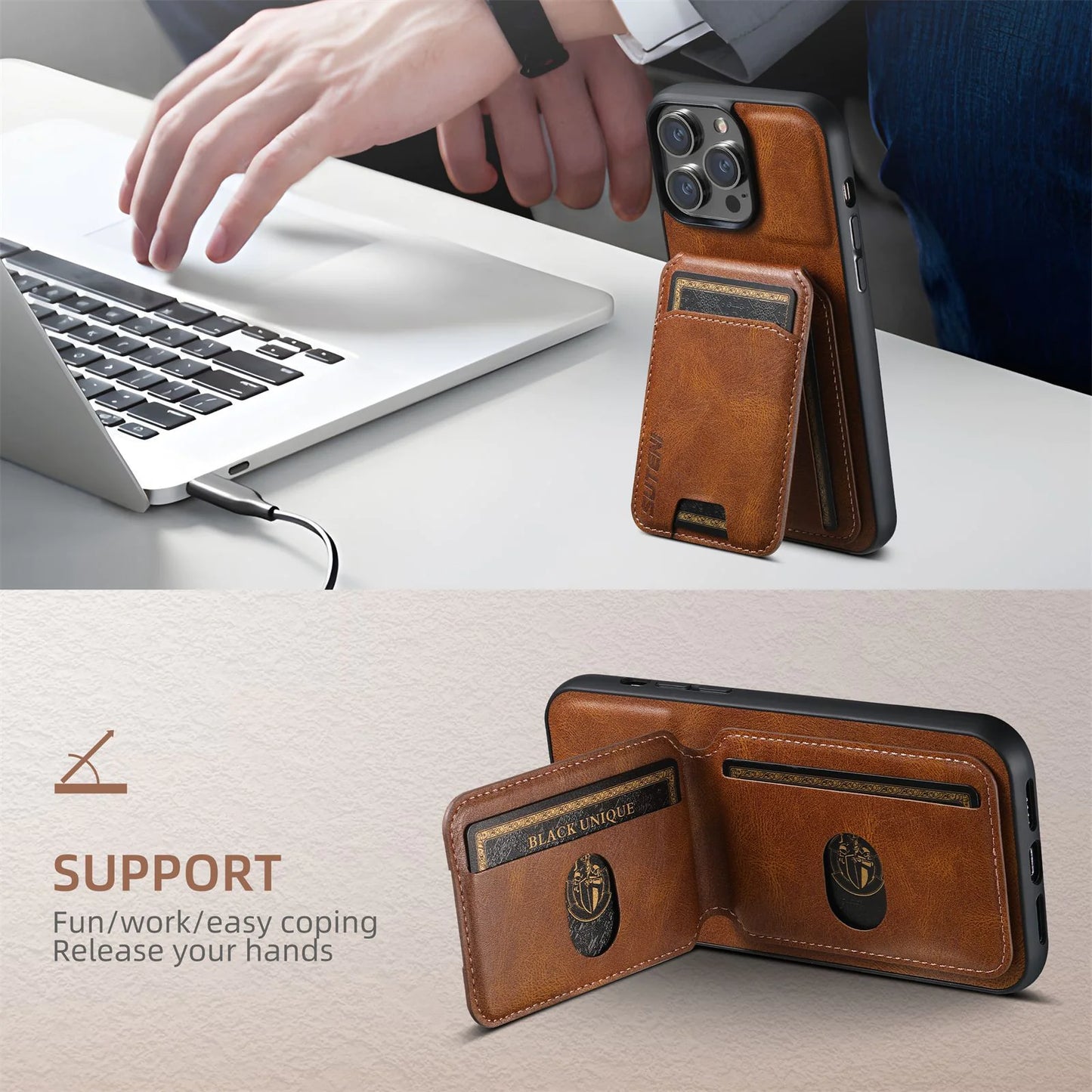 CardGuard Leather Phone Case Funda de cuero para teléfono CardGuard